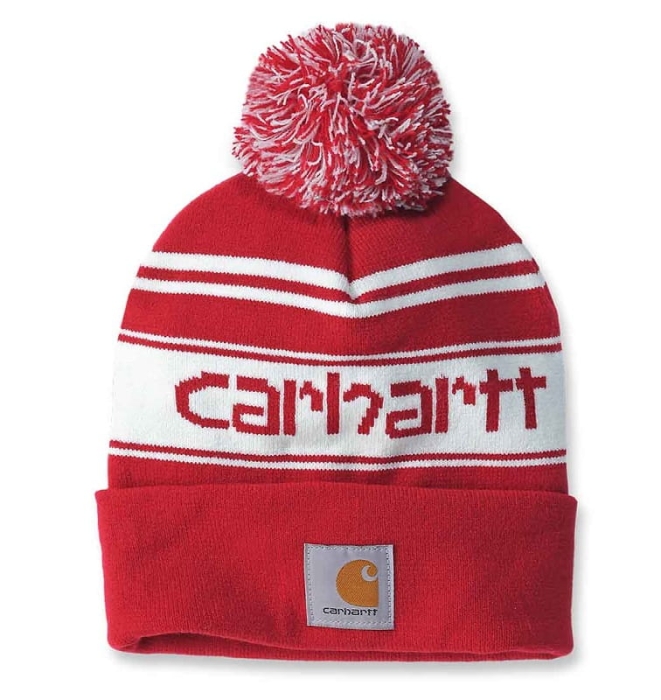 Czapka Carhartt Knit Pom-pom Red Winter White.jpg