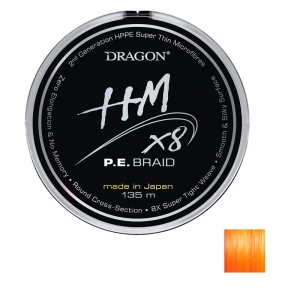 DRAGON HMX8 fonott zsinór 0.08mm 6.8kg 135m Orange Flu