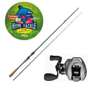 Hype Tackle H5 2.23m Up To 50g 2cz Cast Set + Hype Tackle H5 120LH RIGID 8.1:1 Multiplier + Hype Tackle WP8 Red Fluo 0.15mm 11.4kg 135m FEC