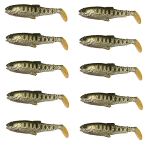 Gumi nagykereskedelmi készlet 10 db SG Craft Cannibal PT 8,5 cm Olive Pearl Silver Smolt