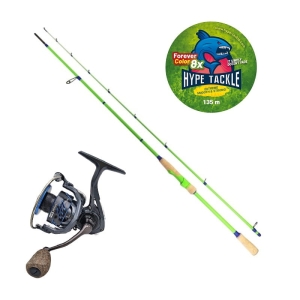 Spinn Hype Tackle Fresh szett 2,14 m 8-30 g + Hype Tackle H2 3000 + Zsinór WP8 Fluorescent Green 0,11 mm FEC