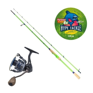 Spinn Hype Tackle Fresh szett 2,44m 5-25g + Hype Tackle H2 3000 orsó + Forever Color WP8 Red Fluo Braid 0,13mm
