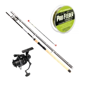 Kraken Black Pearl Feeder készlet 3.60m 150g 3+3 db + Kraken Black Pearl Feeder 5500 + VDE-Robinson Pro Feeder zsinór 0.260mm 150m