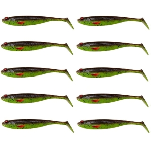 Nagyker gumiszett Dam Shadster Slim 6,5cm Motoroil Chartreuse 10db