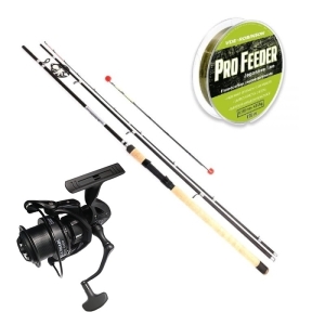Kraken Black Pearl Feeder készlet 3,30m 120g 3+3 db + Kraken Black Pearl Feeder 5500 V2 + VDE-Robinson Pro Feeder zsinór 0,260mm 230m