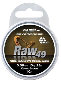 Savage Gear Raw49 0.45mm 16kg 35lb bevonat nélküli barna 10m-es előkezsinór anyag Savage Gear Raw49 0.45mm 16kg 35lb bevonat nélküli barna 10m-es előke anyag