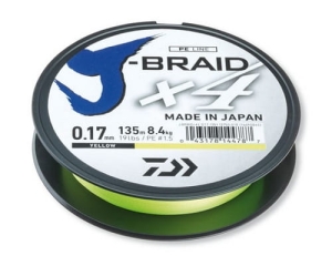 Daiwa J-Braid x4 0,19mm 135m sárga
